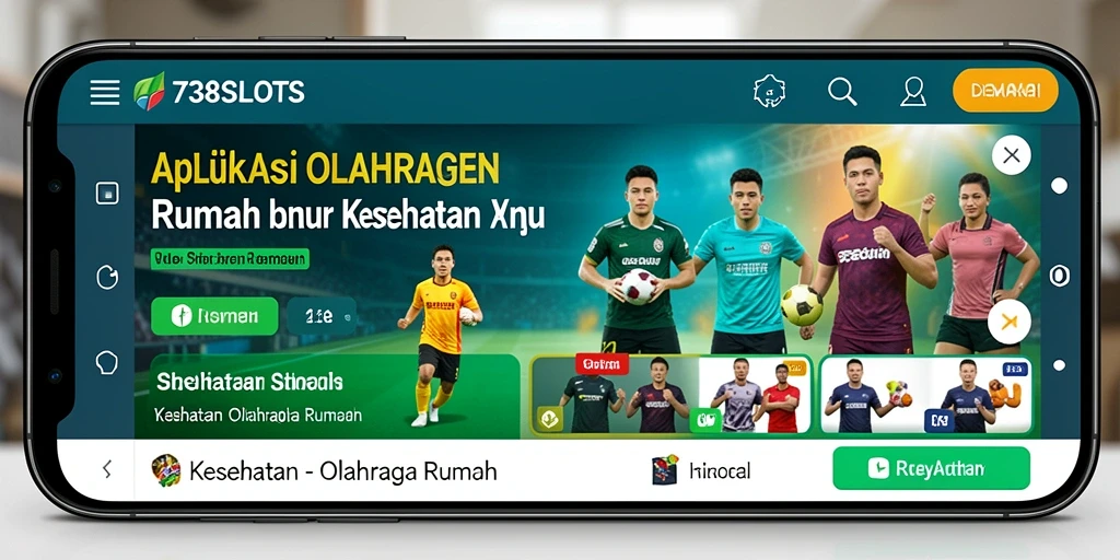Antarmuka aplikasi 738SLOTS untuk olahraga rumah yang intuitif dan menarik.