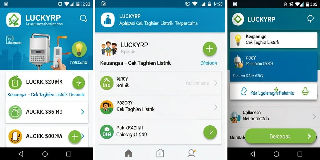 Antarmuka LUCKYRP dengan fitur cek tagihan listrik.