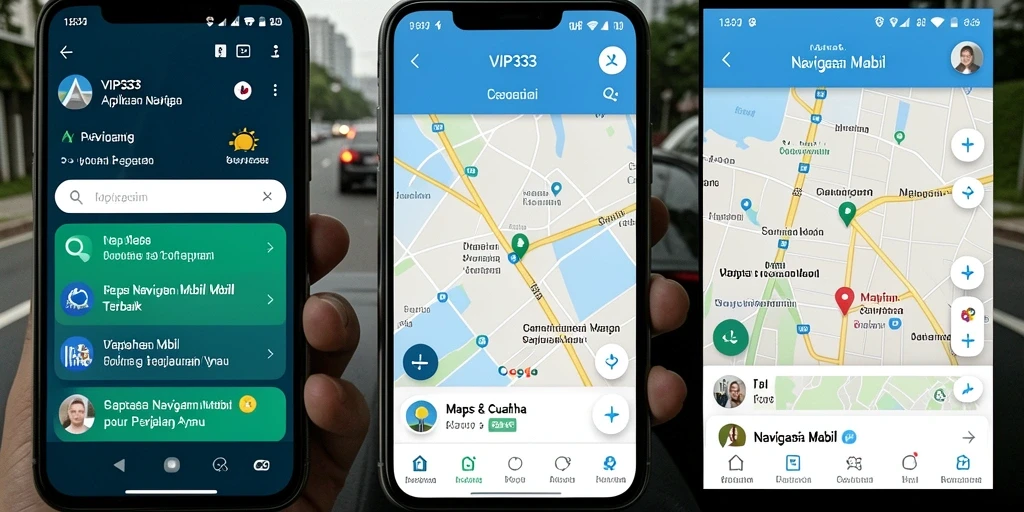 Antarmuka aplikasi Navigasi Mobil VIP333 yang ramah pengguna.